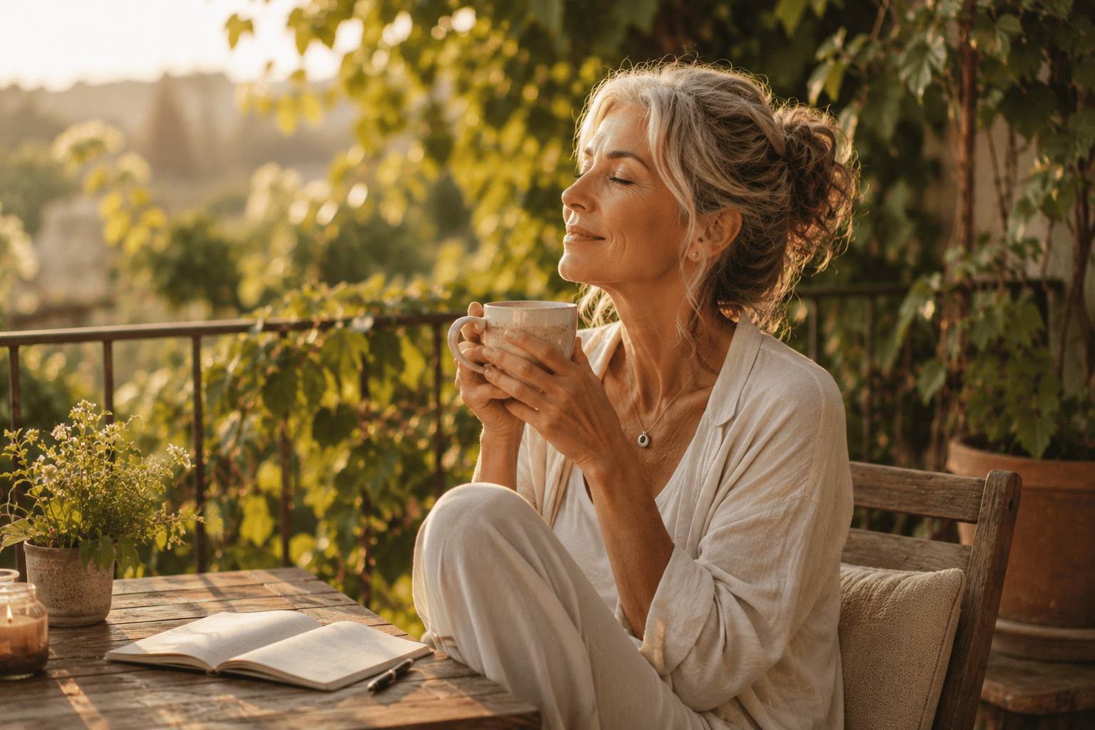 Mujer disfrutando de un momento de calma como parte de su bienestar integral