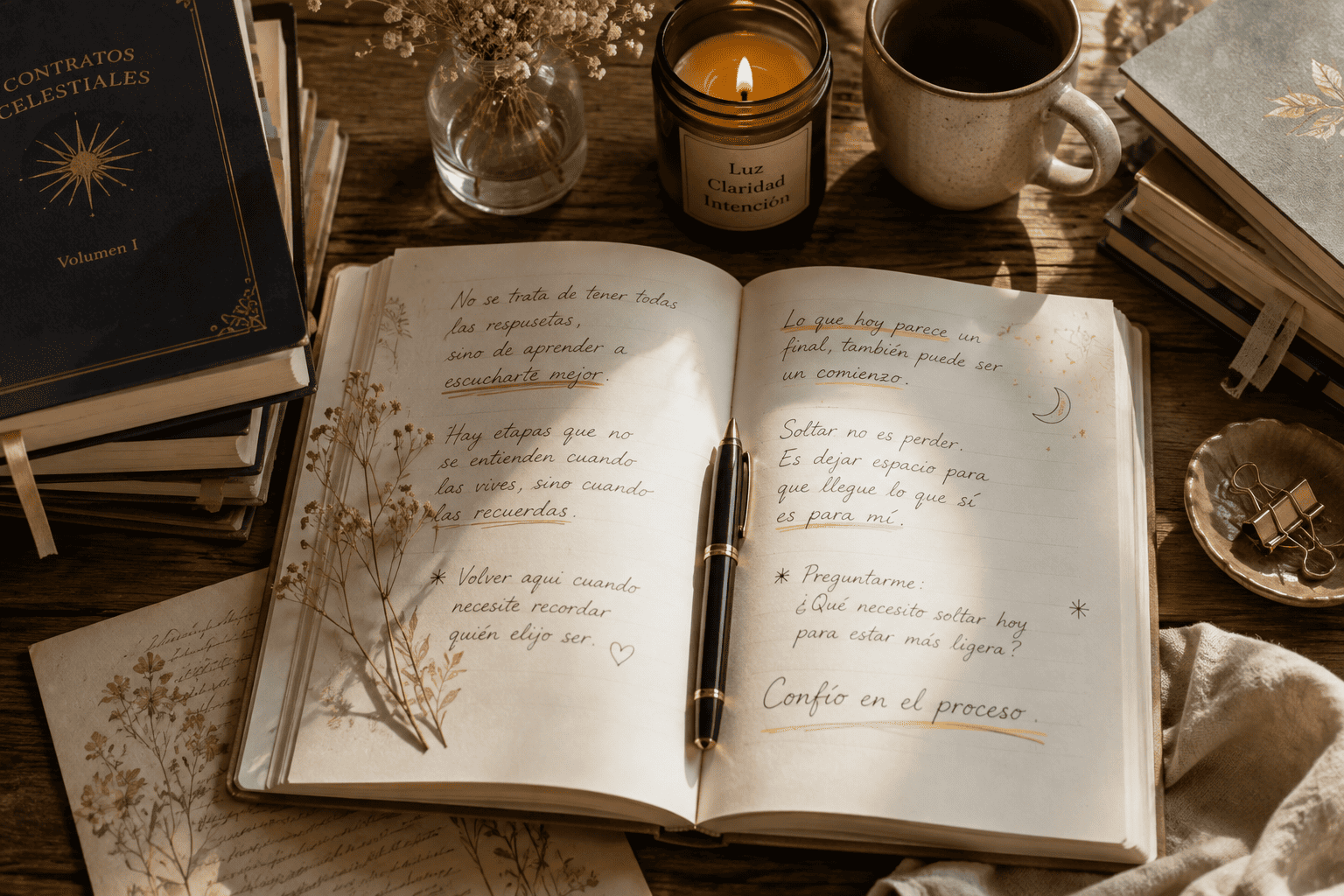 Libro abierto con anotaciones y reflexiones personales
